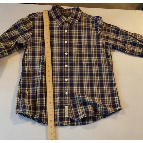 Abercrombie & Fitch Plaid Long Sleeve Button-Up Shirt  Purple & Green Medium Fit - Picture 4 of 9